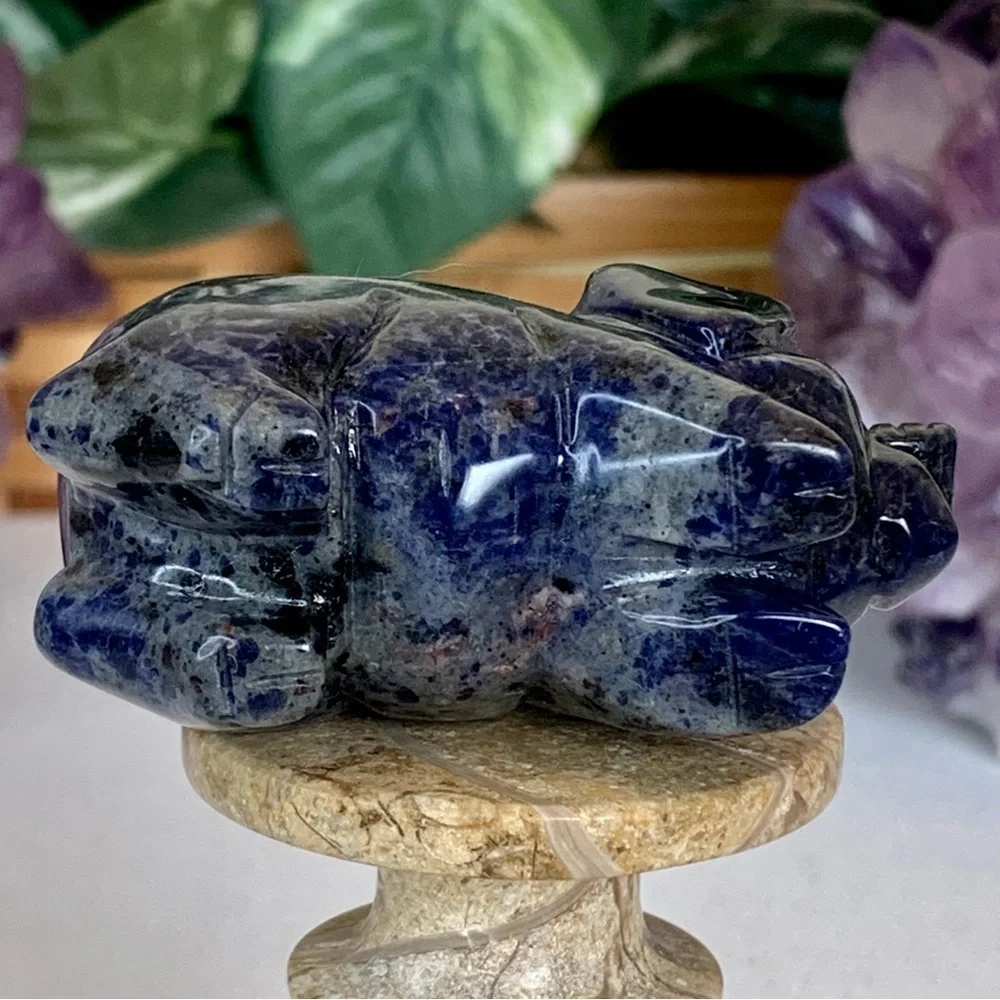 Sodalite Crystal Carved Pig Figurine Blue Stone Animal Carving Chinese Zodiac